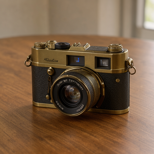 AI-generated brass camera at 512 pixels.
